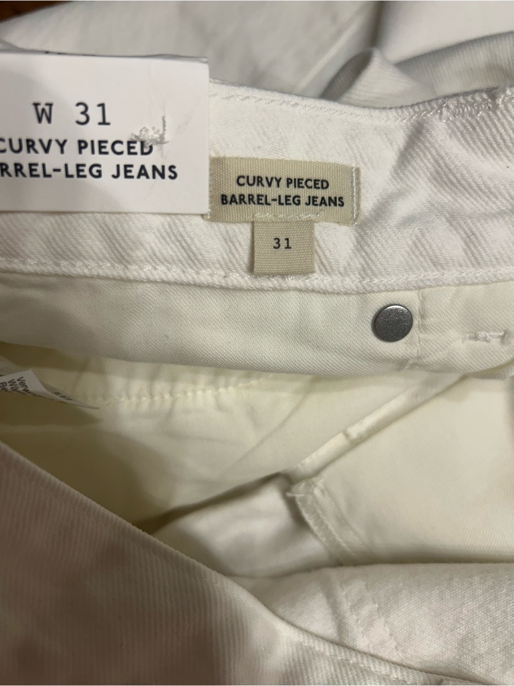 *NWT* Madewell Women’s Tile White The Curvy Pieced Barrel-Leg Jeans, Size 31 - Picture 15 of 16